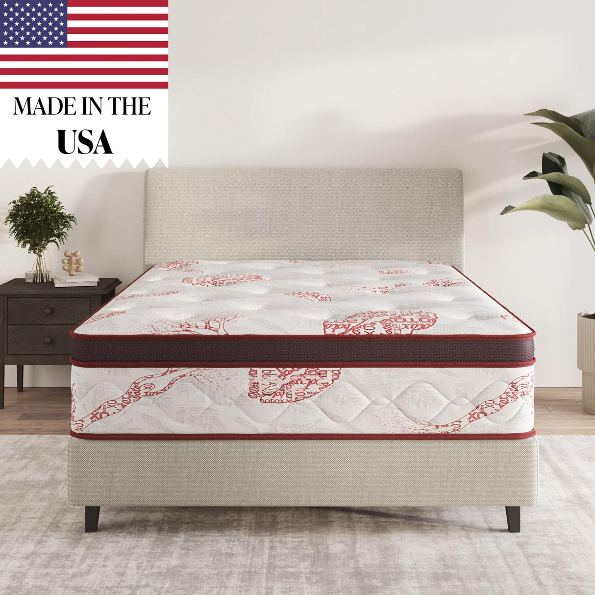 Ottomanson 9" Queen Mattress in a Box Made in USA, Medium-Firm Mattress, Hybrid Mattress Cool Improved Airflow with Edge to Edge Pocket Coil, Bed in A Box, Ottopedic