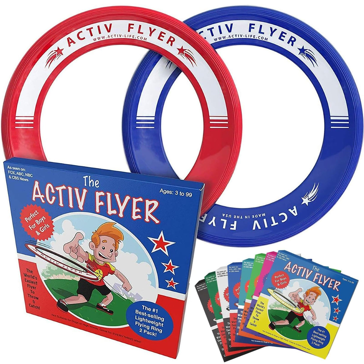 Activ Life Kid’s Flying Rings [2 Pack] They Fly Straight & Don’t Hurt! 80% Lighter Than Standard Frisbees - Replace Screen Time with Healthy Family Fun - Get Outside & Play! Proudly Made in The USA