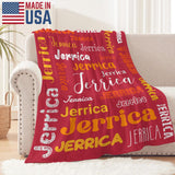 Custom Blanket with Name, Soft Cozy Personalized Name Blankets for Kids, Girls, Boys, Adults, Customized Christmas Blanket for Women, Men, Newborn, New Mom, Red Colors, Made in USA
