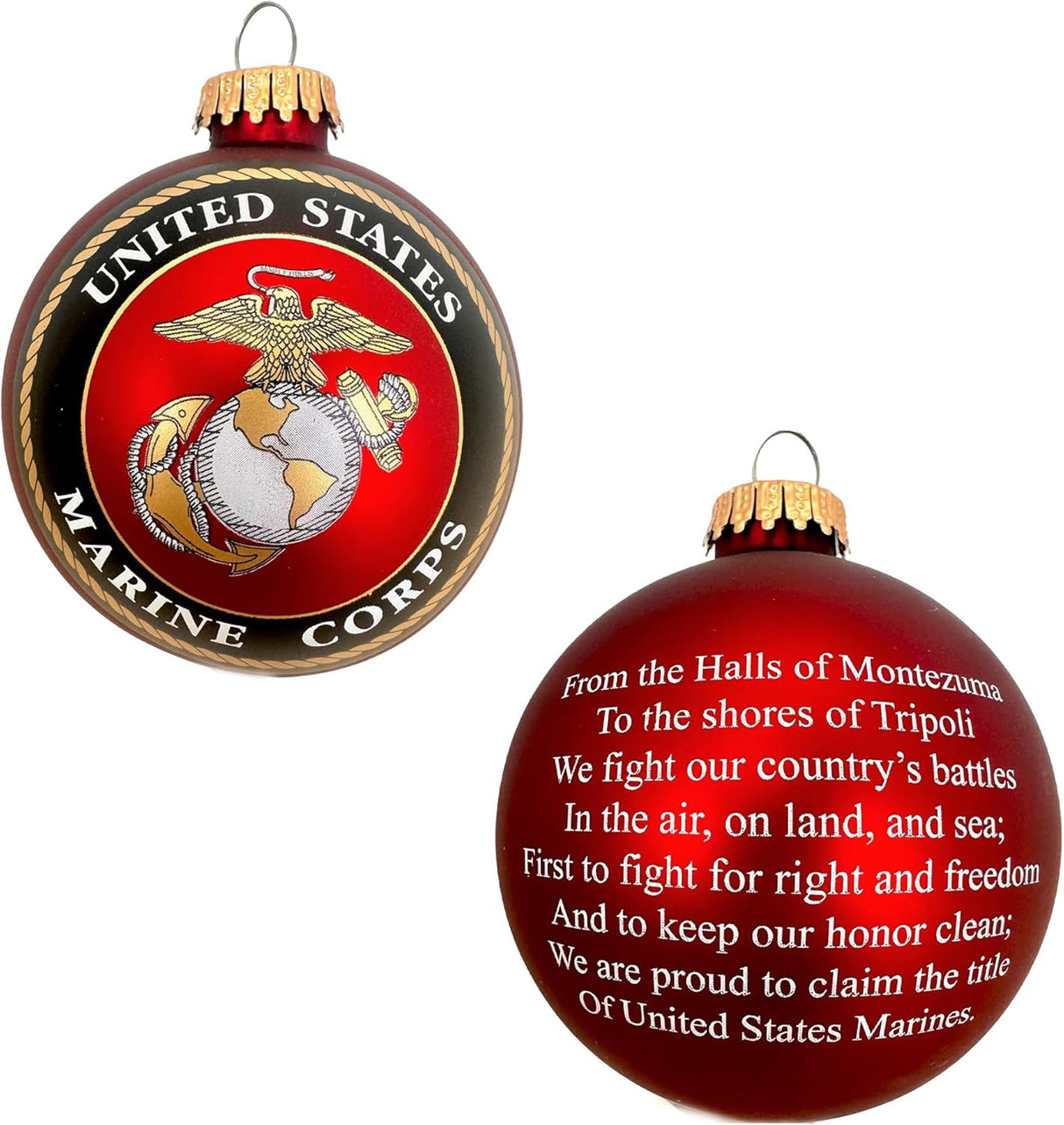 Christmas by Krebs 3 1/4" (80mm) Made in the USA Designer Seamless Flame Red Military Patriotic Glass Christmas Ball Keepsake Ornament, Marine Corps