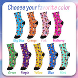 Custom Face Socks with Photo Novelty Crew Socks, Personalized Red Hearts Unisex Crew Sock Gifts for Men Women Made in USA