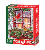 Springbok 500 Piece Jigsaw Puzzle for Adults - Together for Christmas Features a Pair of Cardinals on a Snowy Winter's Holiday Outdoor Scene Precision-Cut Puzzle Pieces Made in The USA