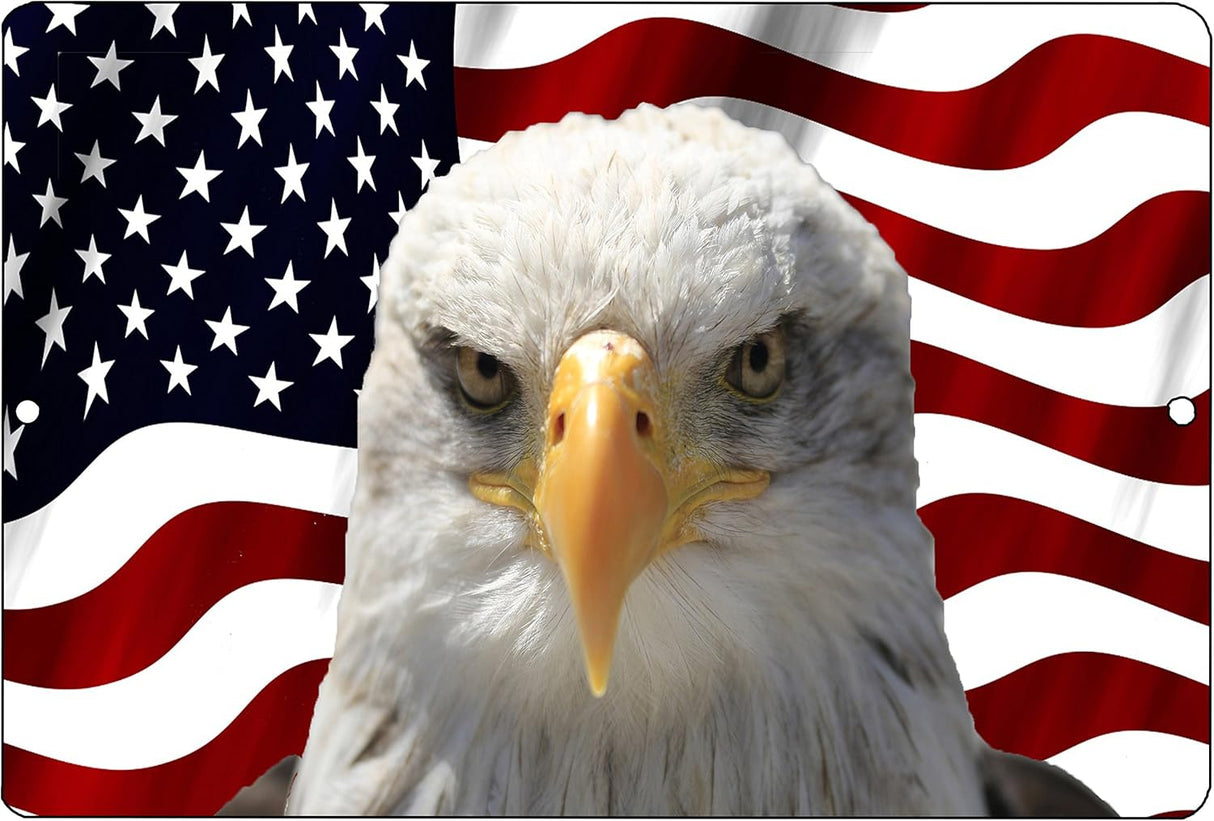 Rogue River Tactical USA American Mad Eagle Flag Metal Tin Sign Wall Decor Man Cave Bar US United States