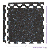 Xspec 8mm (5/16") Heavy Duty All Rubber Gym Mat Flooring Interlocking Rubber Tile, Made in USA, Grey/Black or Blue/Black, 24"X24"X0.3" (6-Pack, 24 sq. ft. Total)