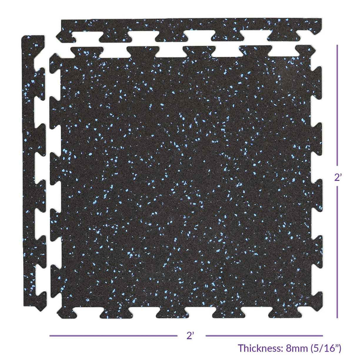 Xspec 8mm (5/16") Heavy Duty All Rubber Gym Mat Flooring Interlocking Rubber Tile, Made in USA, Grey/Black or Blue/Black, 24"X24"X0.3" (4-Pack, 16 sq. ft. Total)