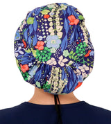 Sparkling EARTH Riley Medical Scrub Caps with Flat Front and Roomy Back - Adjustable Cord Lock Closure - Made in The USA!