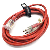 50 ft - 14 Gauge Extension Cord Outdoor - Made in USA - Lighted on Both Ends - Red Outdoor Extension Cord Waterproof by Anthem Cable - Heavy Duty Extension Cord 50 ft 15 Amp Extension Cord