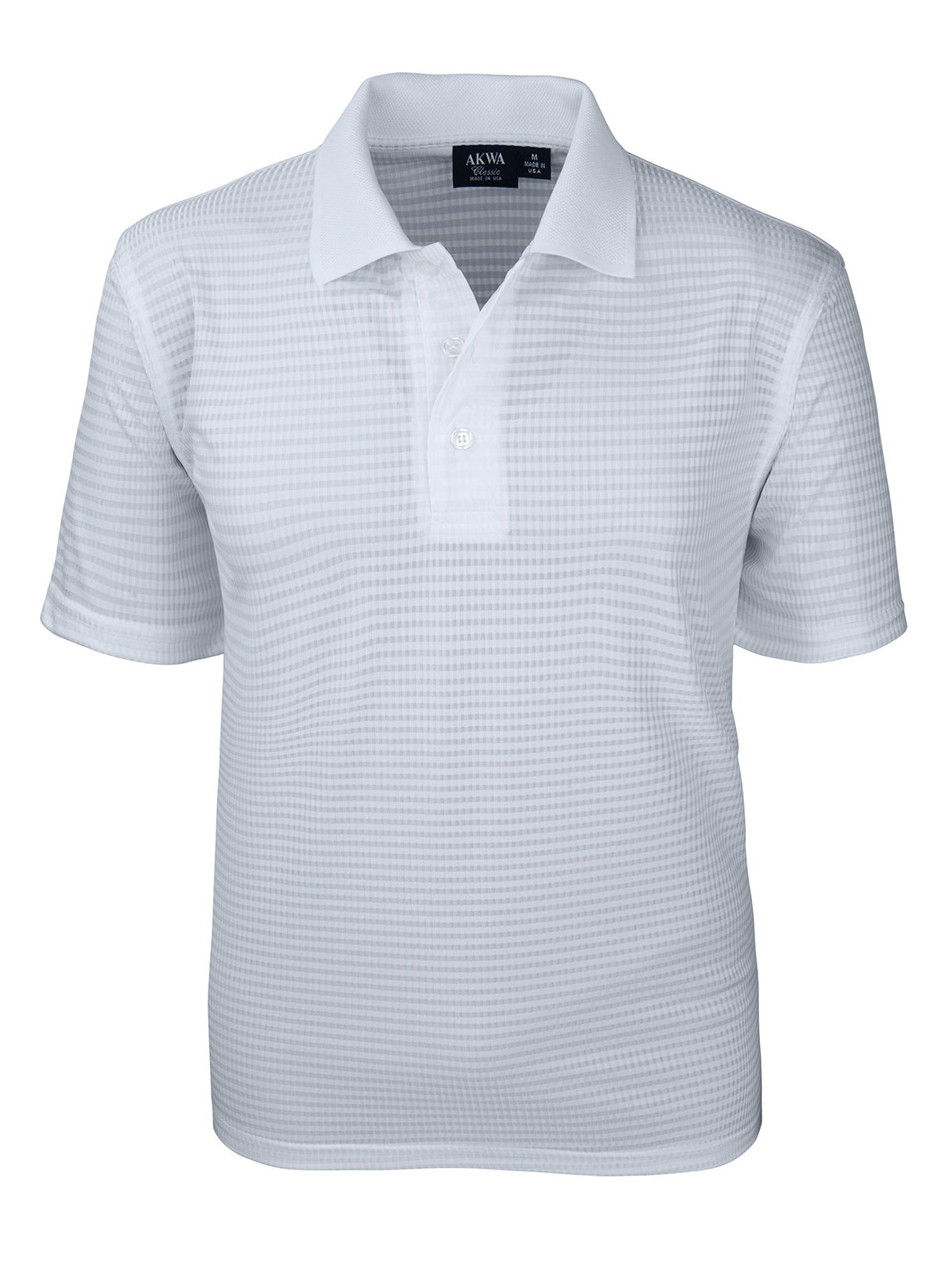 Akwa Made in USA Men's Dry Wicking Polo Shirt with Check Pattern and No-Curl Collar