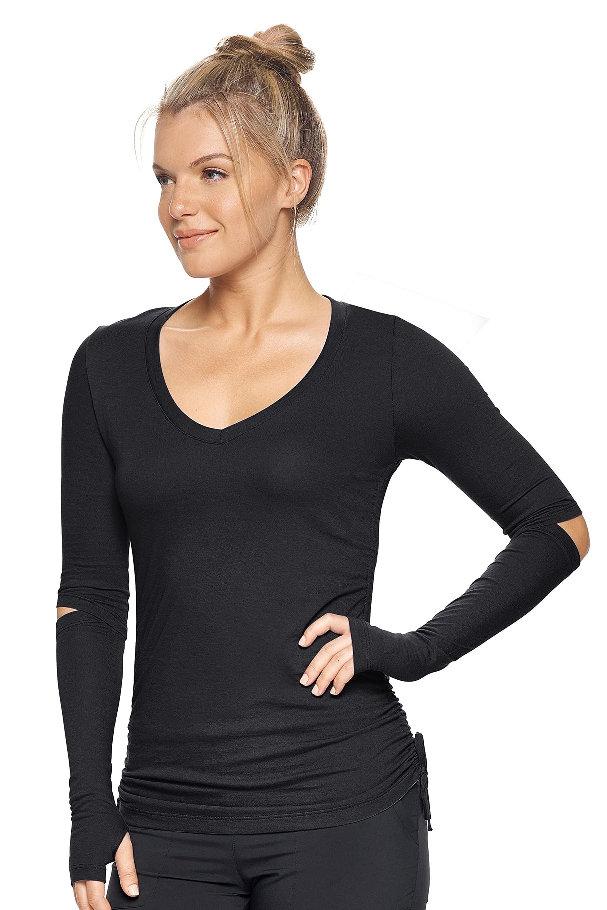Expert Brand USA-Made Women's MoCA Cotton Blend Long Sleeve V-Neck Shirt