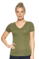 Expert Brand USA-Made Women's TriTec Performance Activewear Deep V-Neck T-Shirt