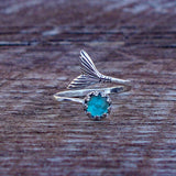 Bottled Up Designs Handmade Mermaid Adjustable Ring, Recycled Bottle Glass, Sterling Silver, Eco Friendly, Made in USA, Birthday Gifts, Mothers Day, Women, Anniversary (Mason Jar Aqua)