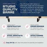 VITA Barre Wall-Mounted Single Ballet Barre, Classic WB15, Wood | Fixed Height, Made in USA, Home, Studio or Gym Exercise Equipment for Kids & Adults | Dance, Fitness, Pilates