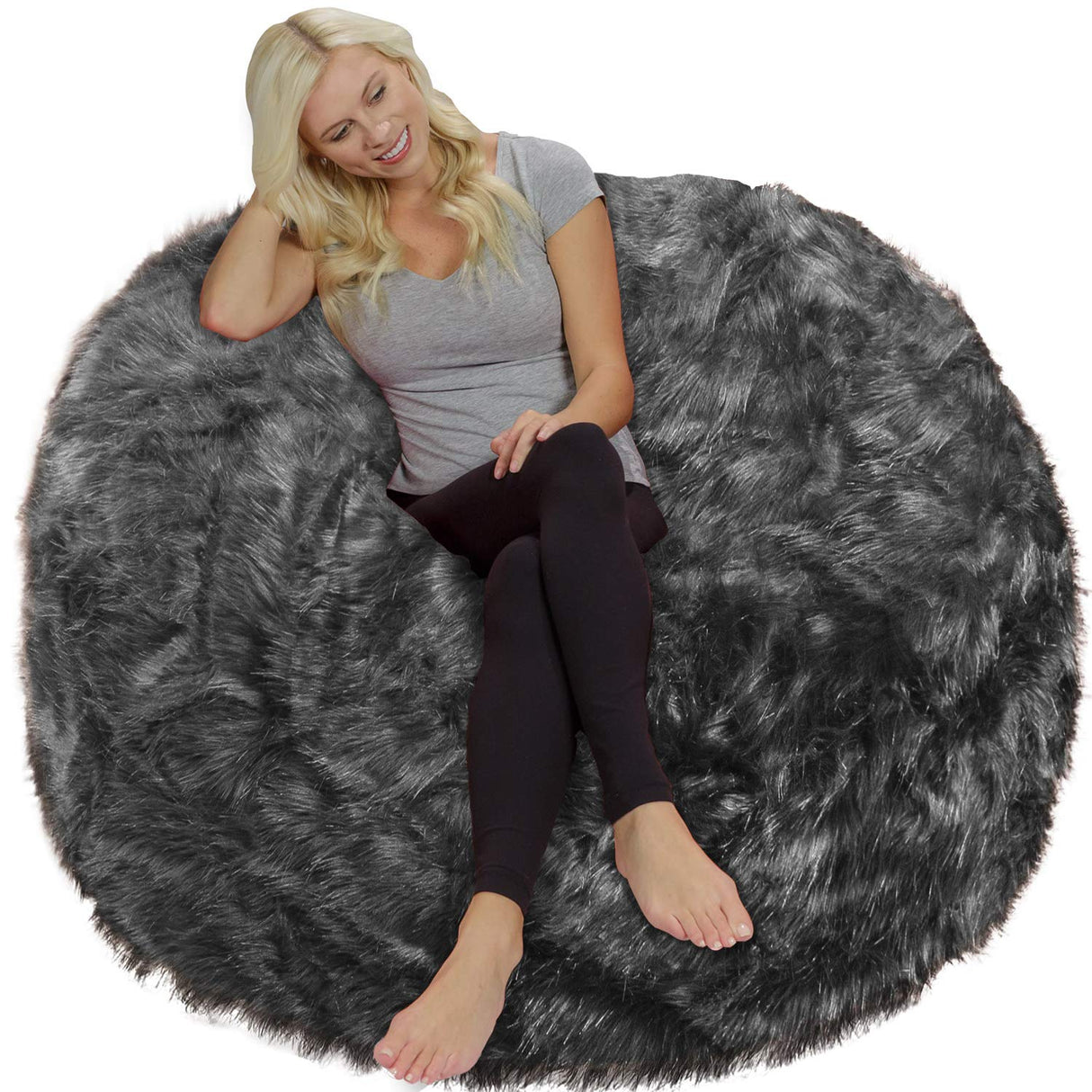 Chill Sack Bean Bag Chair: Giant 5' Memory Foam Furniture Bean Bag - Big Sofa with Soft Micro Fiber Cover - Black