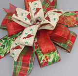 Christmas Cardinal Snowman Gingham Wreath Bow - Package Perfect Bows Made in USA