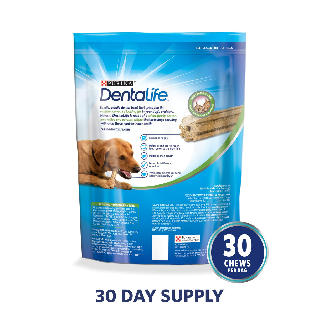 Purina DentaLife Made in USA Facilities Large Dog Dental Chews, Daily - 30 ct. Pouch