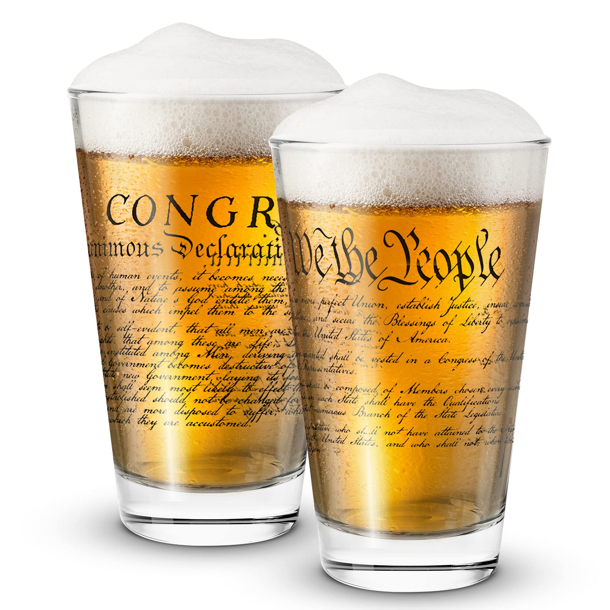 Lucky Shot - Constitution and Declaration of the Independence Whiskey Glass | United States Constitution & We The People | Old Fashioned Rocks Glasses -Set of 2 (11 oz)