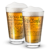 Lucky Shot - Constitution and Declaration of the Independence Whiskey Glass | United States Constitution & We The People | Old Fashioned Rocks Glasses -Set of 2 (11 oz)