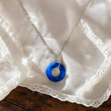 Bottled Up Designs Handmade Glass Hoop Necklace, Recycled Antique Bottles, Made in USA, Birthday Gifts, Mothers Day, Women, Anniversary (Cobalt 1960s Skin Cream Jar)