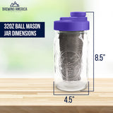 Brewing America Mason Jar Cold Brew Coffee Maker Infuser: Made in USA Wide Mouth Mason Jar with Screw Top Pour and Drinking Lid, Stainless Steel Filter - Coffee, Tea, Alcohol - 2 Quart 64 oz Blue Lid