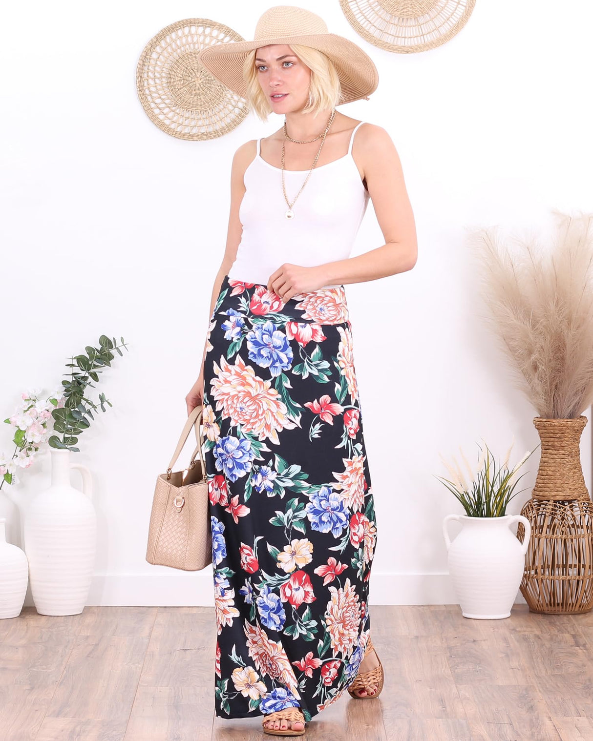 Popana Womens Long Maxi Skirt - Made in USA Long Skirts for Women Trendy - Casual Convertible Sundress Plus Size Maxi Skirt