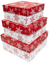 Made in USA Recycled Paper Kraft Boxes – 3.25”, 4.25” & 5.25” – Nested Squared Boxes with Lids (Small Set of 3 - Christmas Plaid)