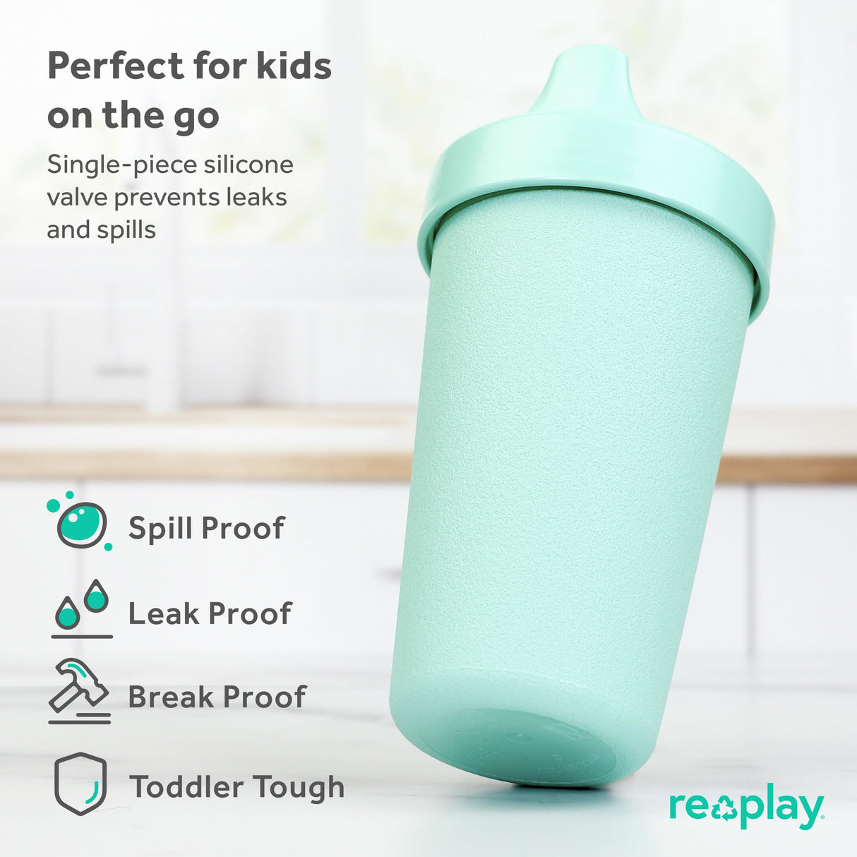 Re-Play Made in USA 10 Oz. Sippy Cups for Toddlers, Pack of 4 - Reusable Spill Proof Cups for Kids, Dishwasher/Microwave Safe - Hard Spout Sippy Cups for Toddlers 3.13" x 6.25", Desert Roses
