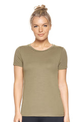 Expert Brand USA-Made Women's MoCA Cotton Blend Bay Crewneck T-Shirt