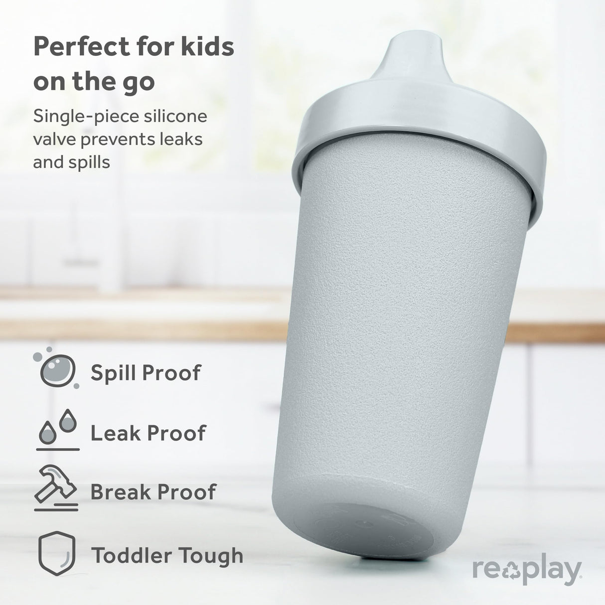 Re-Play Made in USA 10 Oz. Sippy Cups for Toddlers, Pack of 4 - Reusable Spill Proof Cups for Kids, Dishwasher/Microwave Safe - Hard Spout Sippy Cups for Toddlers 3.13" x 6.25", Desert Roses