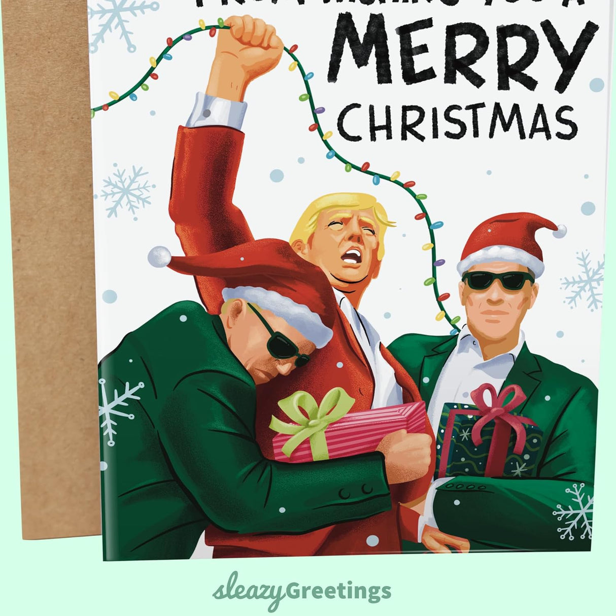 President Donald Trump Funny Christmas Card for Men or Women - Nothing Can Stop Me From Wishing You A Merry Christmas Holiday Card for Brother, Dad, Wife, Husband, and Friend - Trump Raising Fist Xmas Card