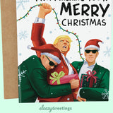 President Donald Trump Funny Christmas Card for Men or Women - Nothing Can Stop Me From Wishing You A Merry Christmas Holiday Card for Brother, Dad, Wife, Husband, and Friend - Trump Raising Fist Xmas Card