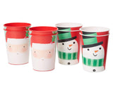 American Greetings 8-Count 16 oz. Reusable Plastic Cups, Santa and Snowman Christmas Party Supplies