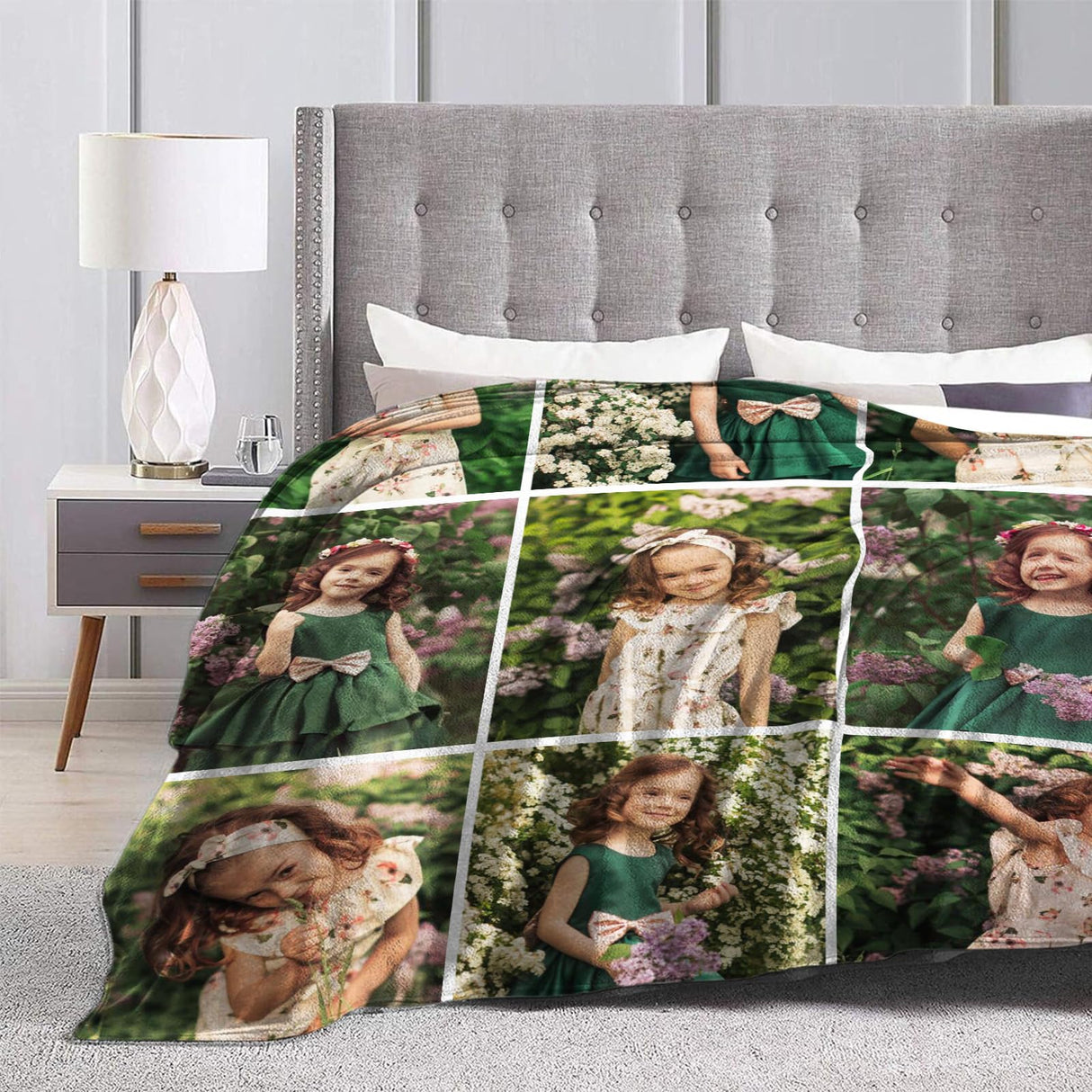 Custom Blanket with Picture Made in USA,Personalized Photo Blanket Throw Photo Blankets for Family Friends Pets,50"x60"