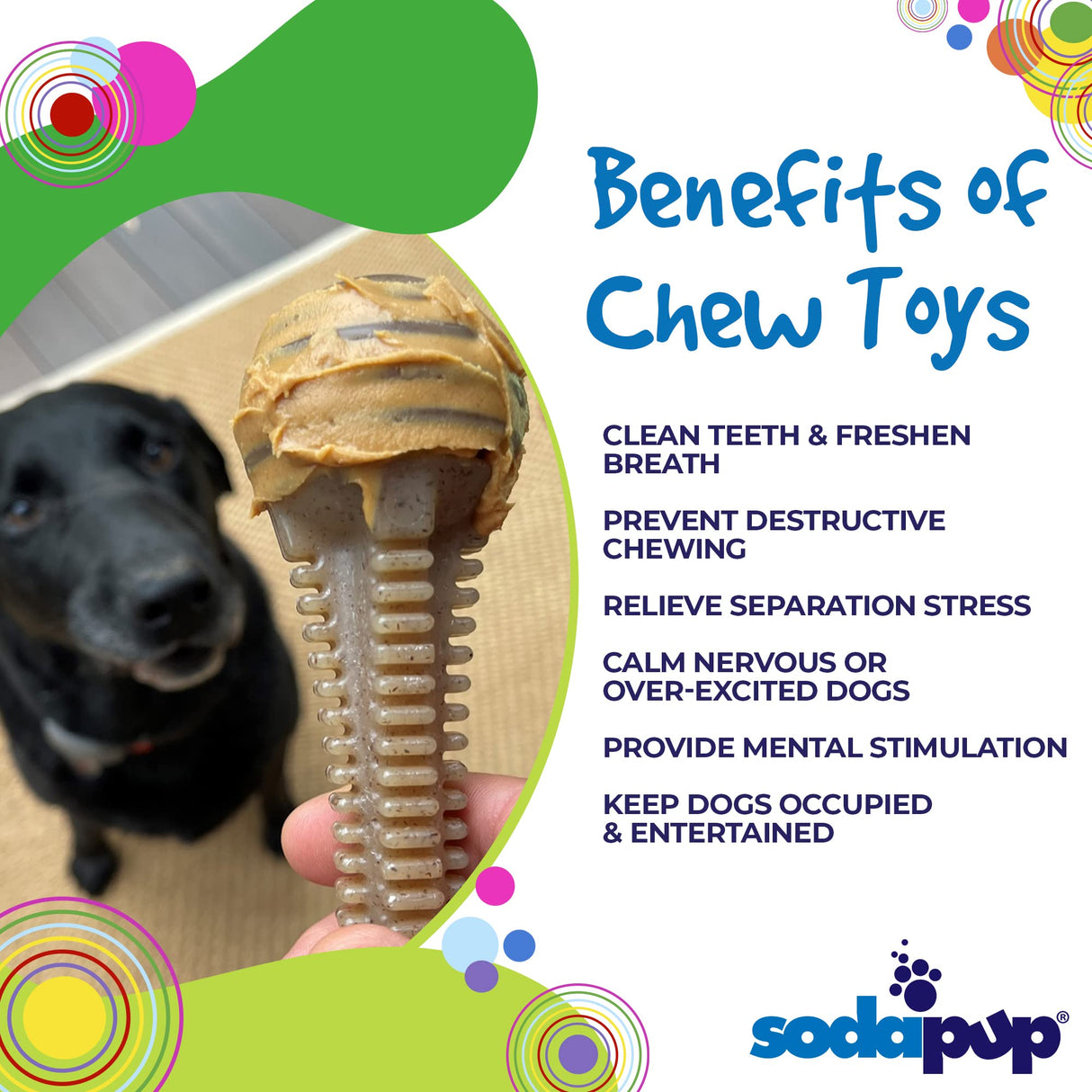 SodaPup Hot Dog – Durable Dog Chew Toy Made in USA from Non-Toxic, Pet Safe, Food Safe Nylon Material for Mental Stimulation, Clean Teeth, Fresh Breath, Problem Chewing, Calming Nerves, & More