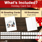 Merry Christmas Cards for Business & Family (Variety Pack 4 Seasonal Designs) Bulk Greeting Card Set Pack of 20 Holiday Cards with Envelopes (5x7 inch - A7) Office, Work, Employees & Clients VP2404