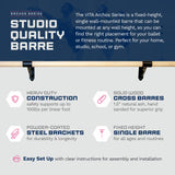 VITA Barre Wall-Mounted Single Ballet Barre, Archos, Wood | Fixed Height, Made in USA, Home, Studio or Gym Exercise Equipment for Kids & Adults | Dance, Fitness, Pilates