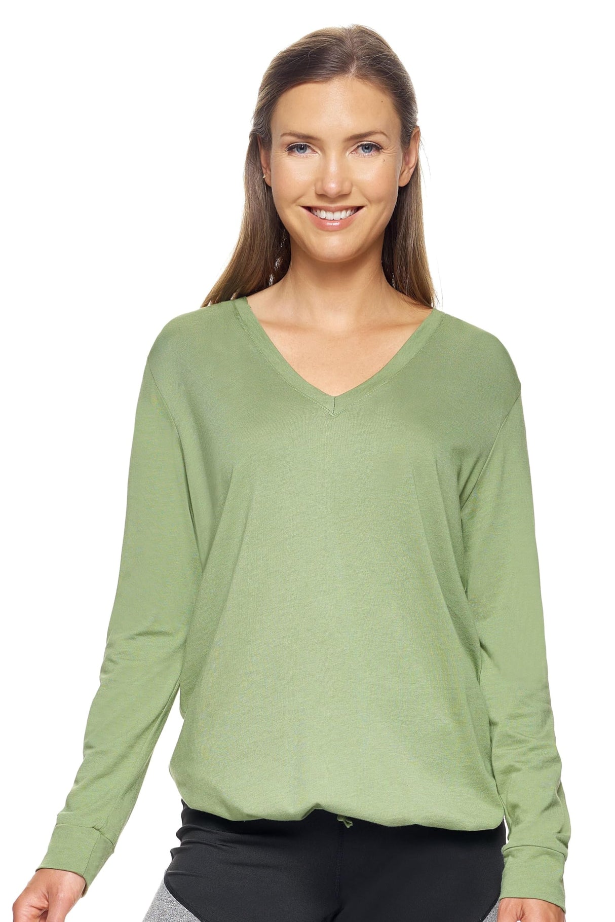 Expert Brand USA-Made Women's Lenzing Modal Soft Casual MoCA V-Neck Cinch Plant-Based Hoodie