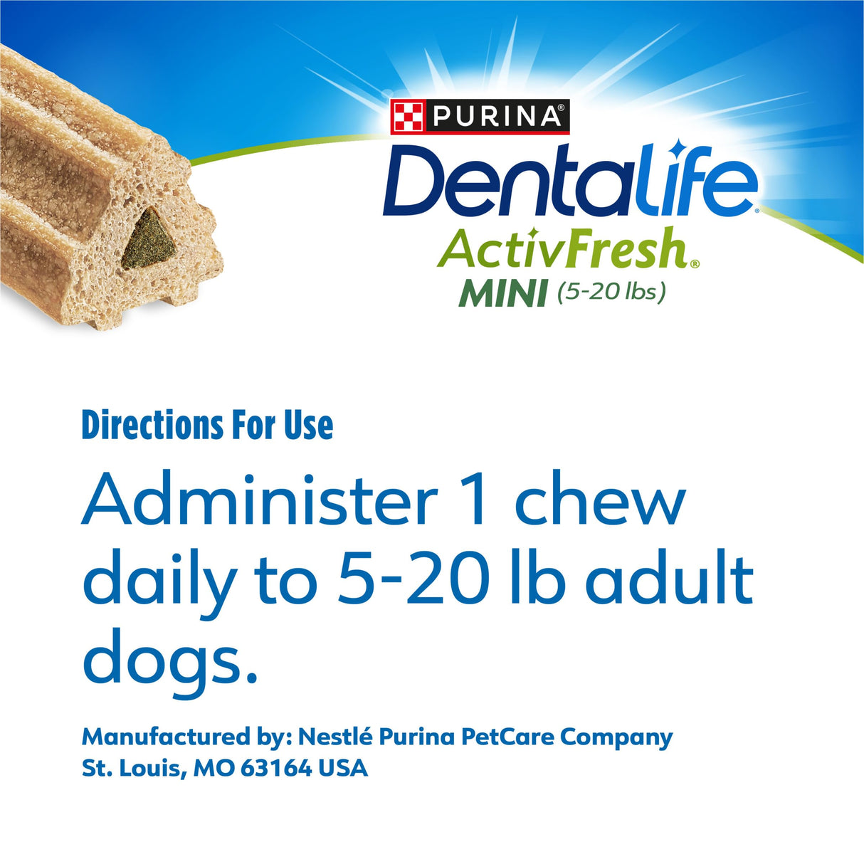 Purina DentaLife ActivFresh Chicken Flavor Toy Breed Adult Dog Dental Chews – Multipack 13.5 oz (2) - (70ct) - 45 ct. Pouch