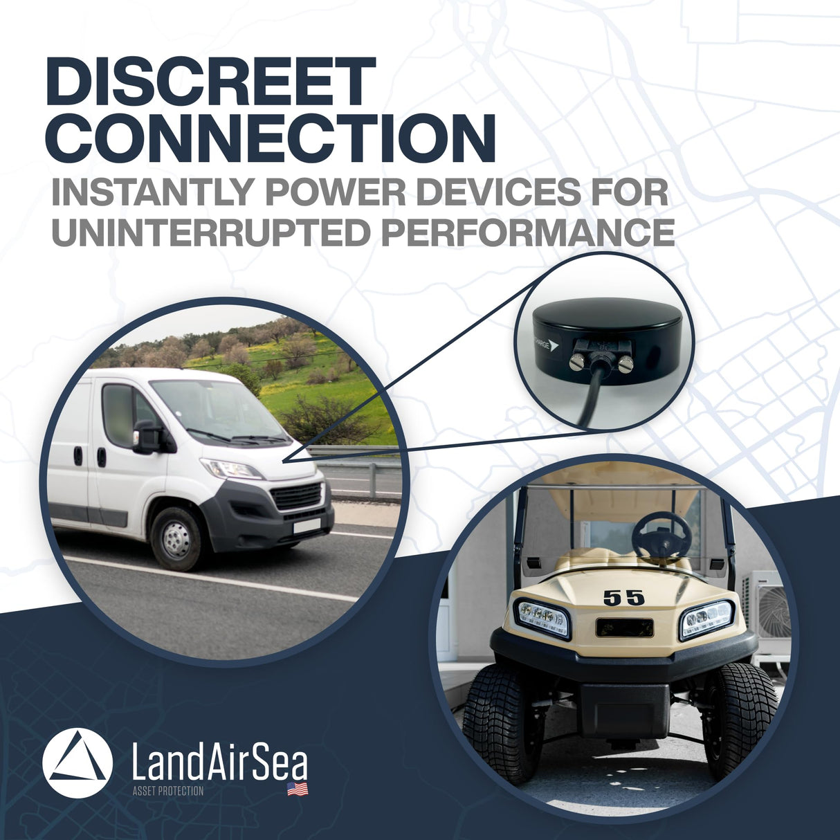 LandAirSea Hardwire Power Adapter Cable | Connects to External Power Source | Fits 54 & Overdrive Models
