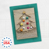 Masterpiece Sparkling Santa Christmas Cards / 16 Festive Holiday Cards Set With White Envelopes / 5 5/8" x 7 7/8" Winter Gold Foil Greeting Cards With Inside Verse/Made In The USA