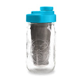 Brewing America Mason Jar Cold Brew Coffee Maker Infuser: Made in USA Wide Mouth Mason Jar with Screw Top Pour and Drinking Lid, Stainless Steel Filter - Coffee, Tea, Alcohol - 2 Quart 64 oz Blue Lid