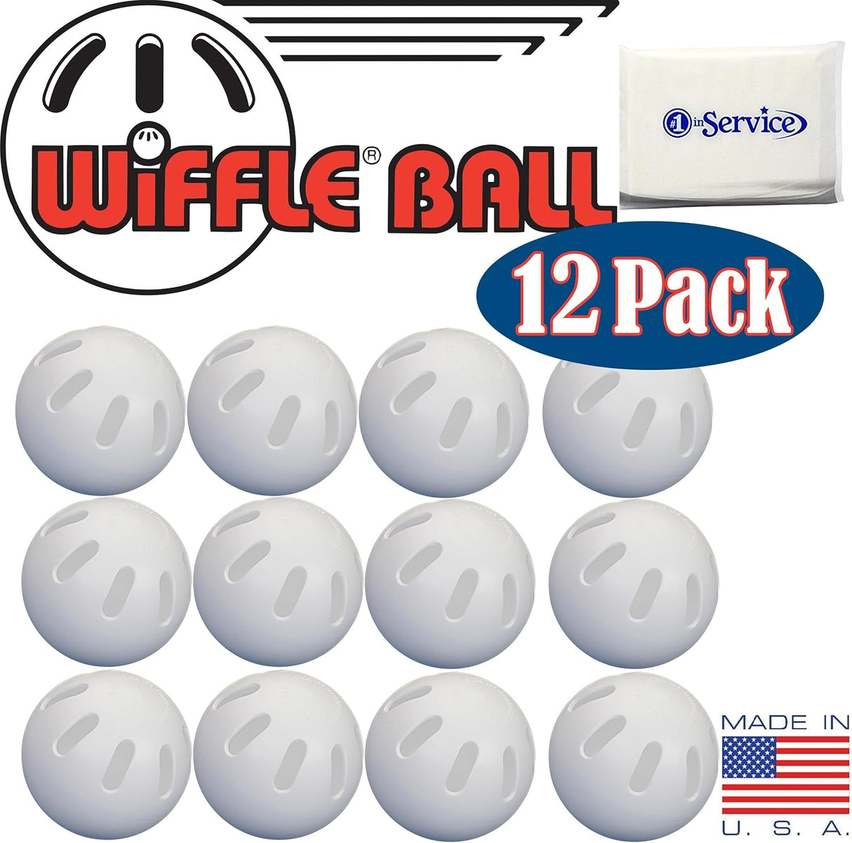 WIFFLE Ball Baseballs Official Size (12 Pack) with Bonus NOIS Tissue Pack