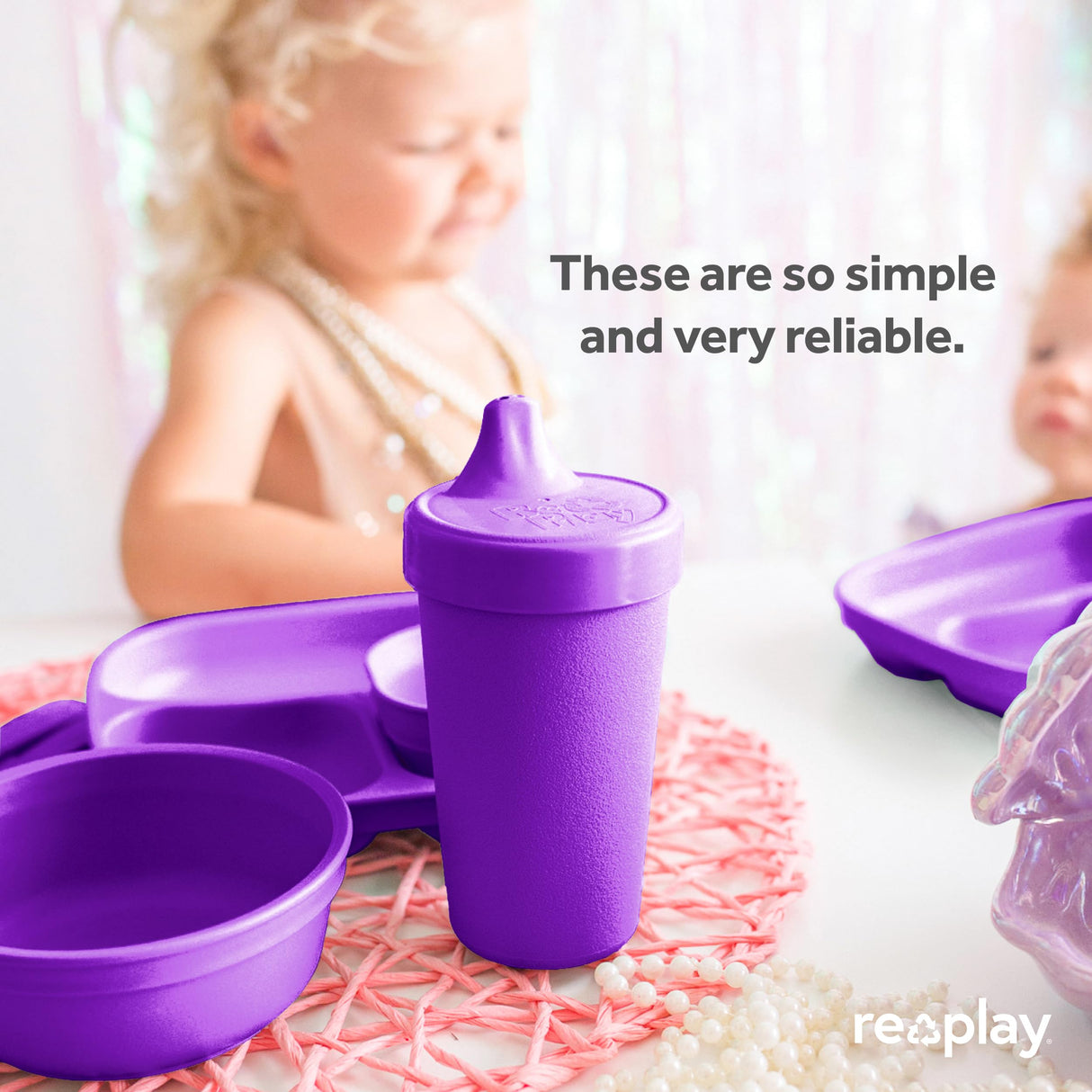 Re-Play Made in USA 10 Oz. Sippy Cups for Toddlers, Pack of 4 - Reusable Spill Proof Cups for Kids, Dishwasher/Microwave Safe - Hard Spout Sippy Cups for Toddlers 3.13" x 6.25", Desert Roses