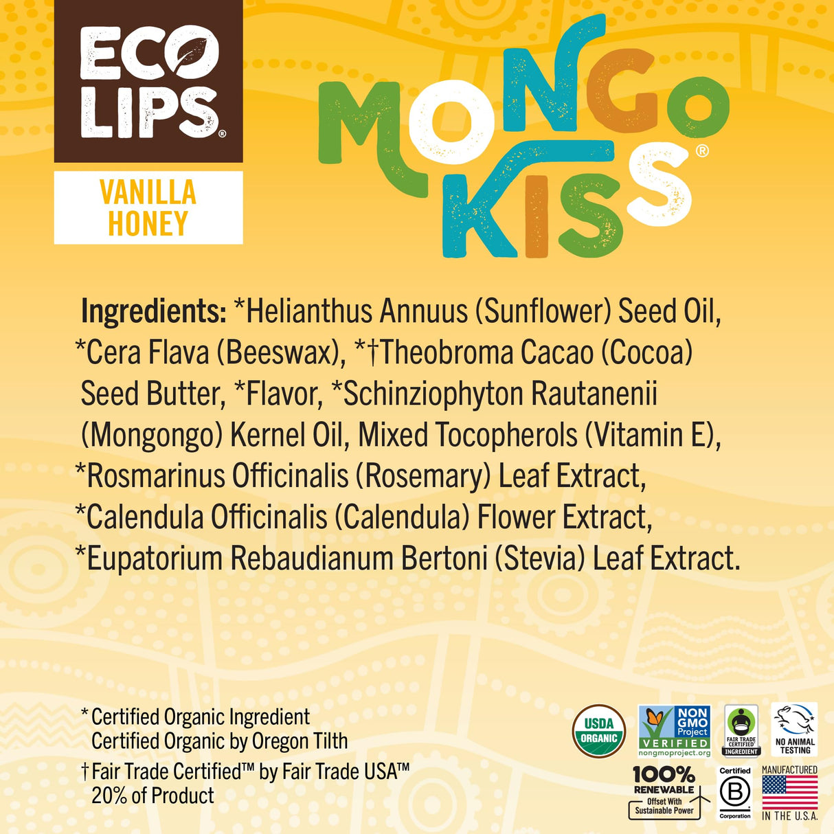 Eco Lips Mongo Kiss Certified Organic Lip Balm Variety 8-pack with Mongongo Oil & Cocoa Butter to Moisturize Dry Chapped Lips | Made in USA