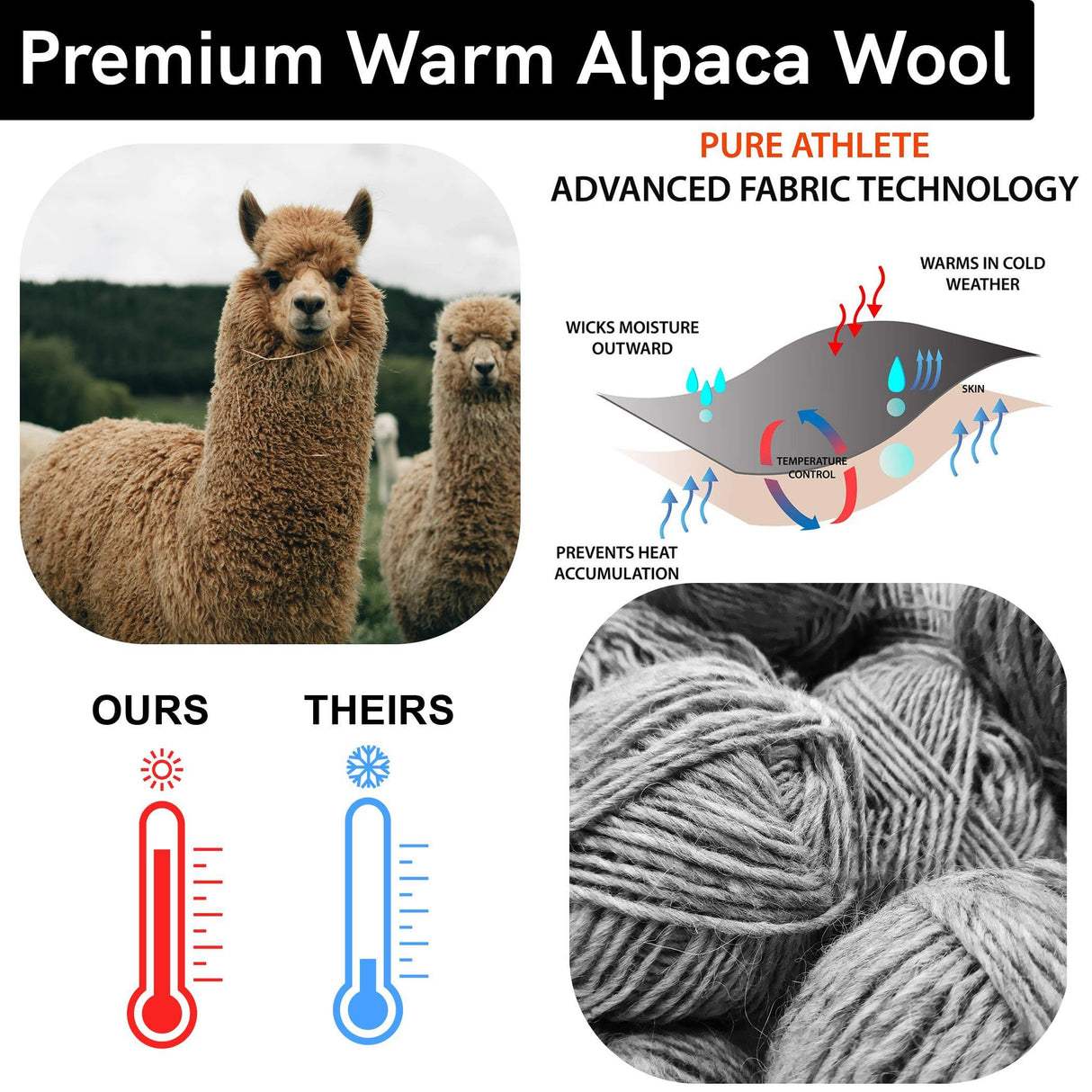 Alpaca Ski Socks – Men Warm Wool Sock, Women Skiing, Snowboarding