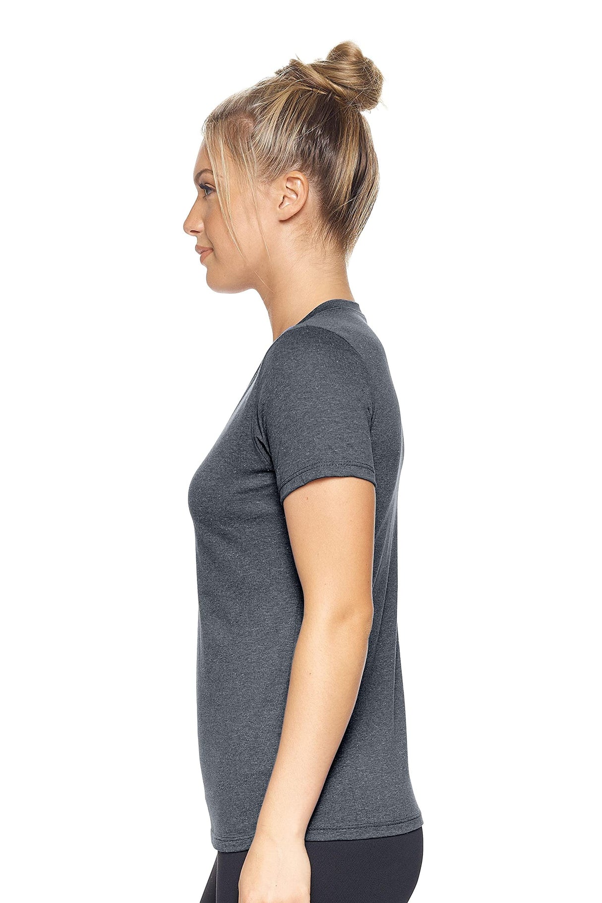 Expert Brand USA-Made Women's Activewear Performance Heather V-Neck T-Shirt