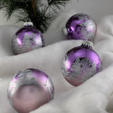 Glass Christmas Tree Ornaments - 67mm/2.625" [4 Pieces] Decorated Balls from Christmas by Krebs Seamless Hanging Holiday Decor (Frost with Blue & Silver Bethlehem Scene)