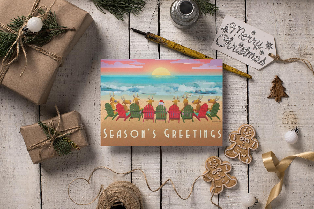 Stonehouse Collection Beach Sunset Christmas Card 18 Cards & 19 Envelopes - Beach Christmas Cards - USA Made (Standard)