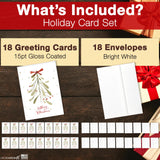 Merry Christmas Cards for Business & Family (Variety Pack 4 Seasonal Designs) Bulk Greeting Card Set Pack of 20 Holiday Cards with Envelopes (5x7 inch - A7) Office, Work, Employees & Clients VP2404