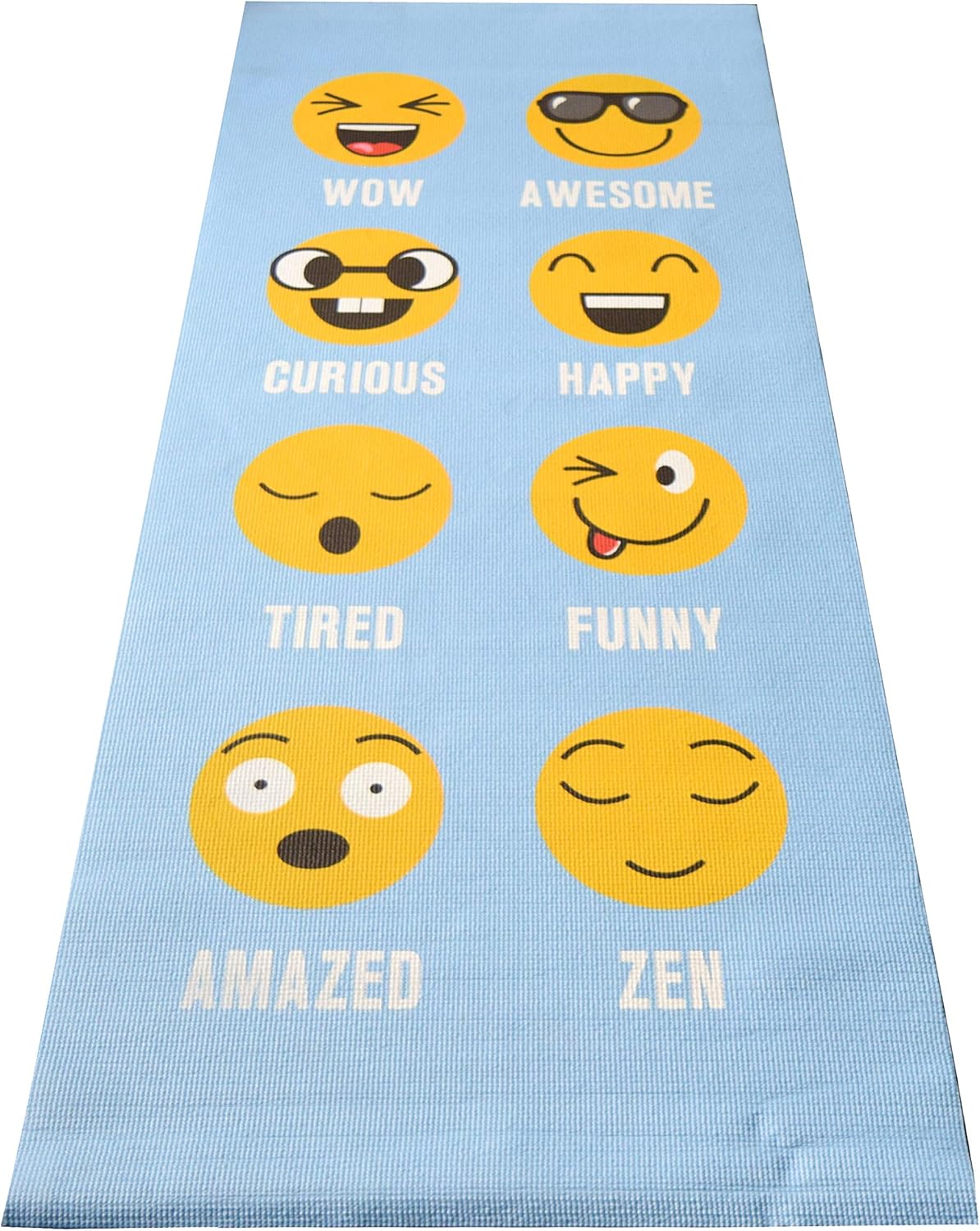 Bean Products Kids Size Sticky Yoga Mat | 3mm Thick (⅛”) x 60” L x 24” W | Non-Toxic, SGS Certified | Non-Skid & Non-Slip Eco-Friendly Exercise or Playtime Mat | Fun Colors & Designs | Emoji