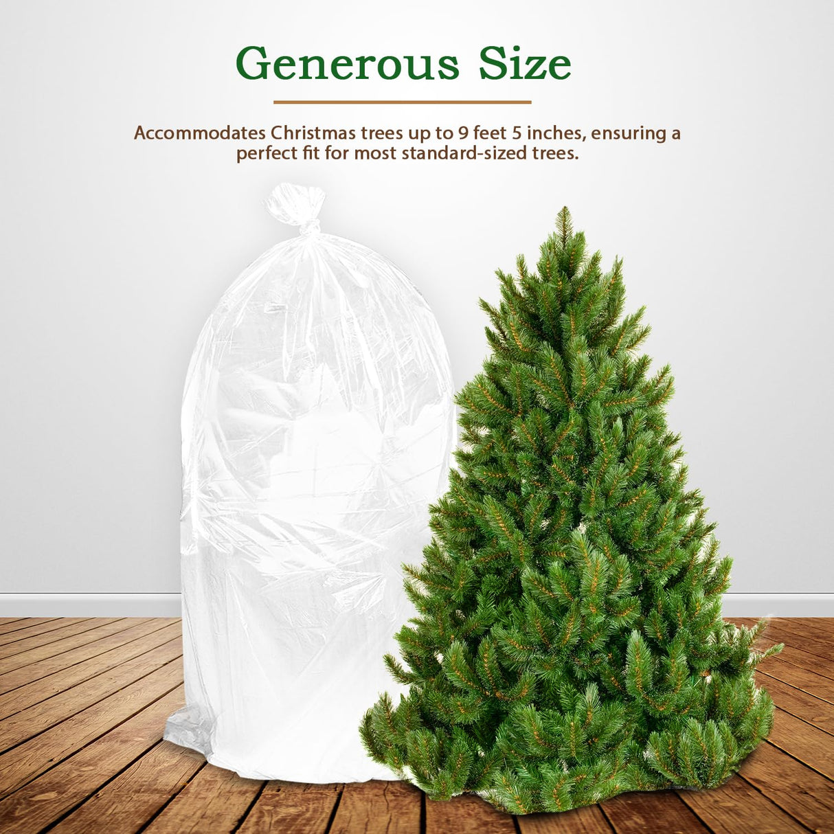 Jumbo Christmas Tree Removal Storage and Disposal Bag – Extra Large Plastic Bags Container to Cover Xmas Trees Up to 9feet 5inch, Heavy Duty, Disposable, Bio-Friendly, Made in USA(White) byHomesphere